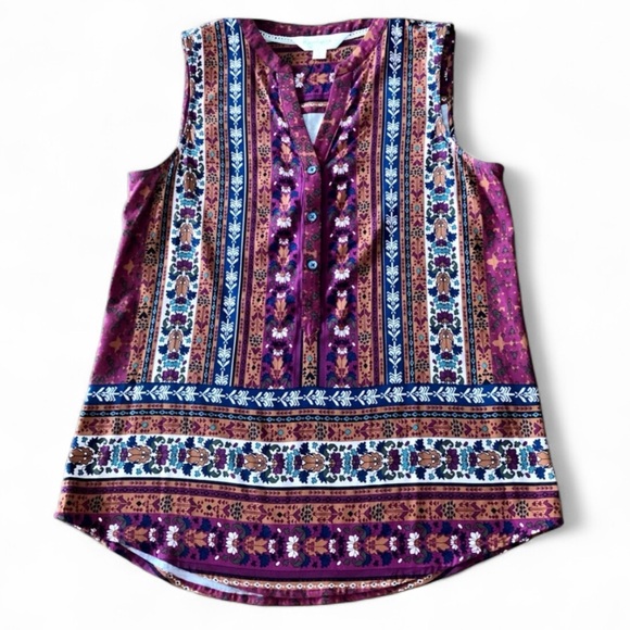 Magnolia Grace Tops - Magnolia Grace Small V Neck Preppy Sleeveless Button Detail Tank Top Mult Color